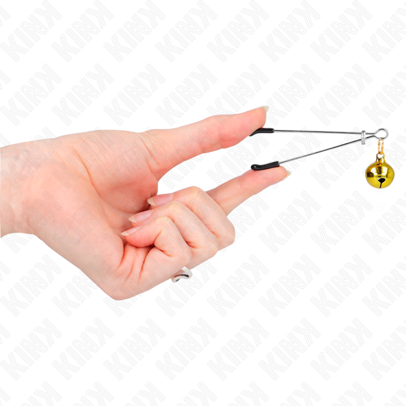 KINK - PINÇAS PARA MAMILOS FINAS COM CASCAVEL DOURADA 7 CM