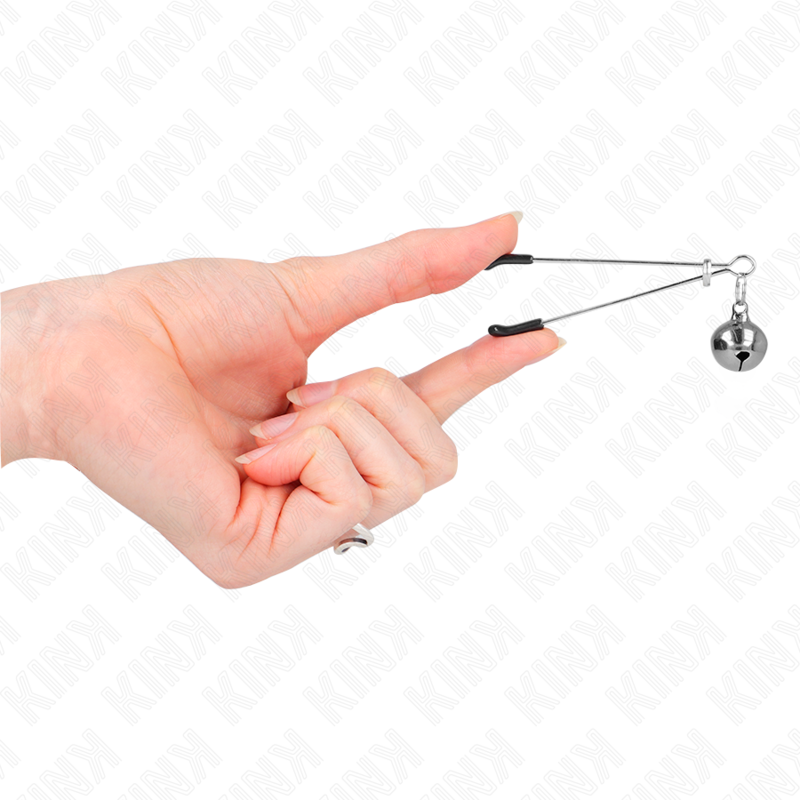 KINK - PINÇAS PARA MAMILOS FINAS COM CASCAVEL PRATEADA 7 CM