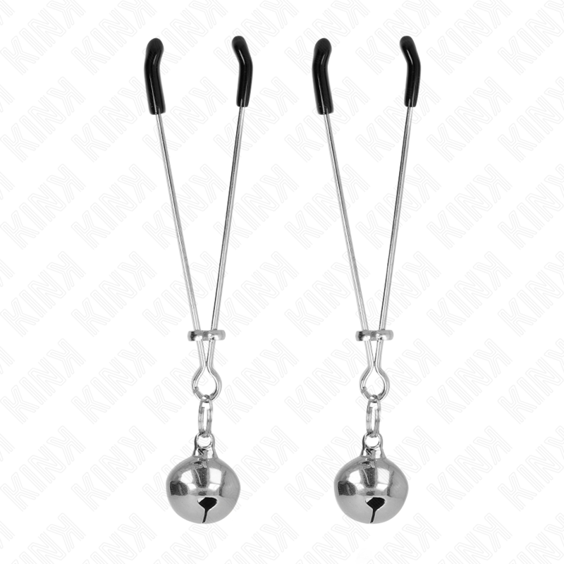 KINK - PINÇAS PARA MAMILOS FINAS COM CASCAVEL PRATEADA 7 CM