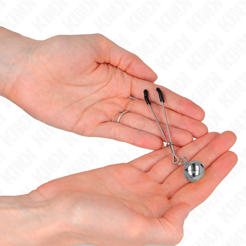 KINK - PINÇAS PARA MAMILOS FINAS COM CASCAVEL PRATEADA 7 CM