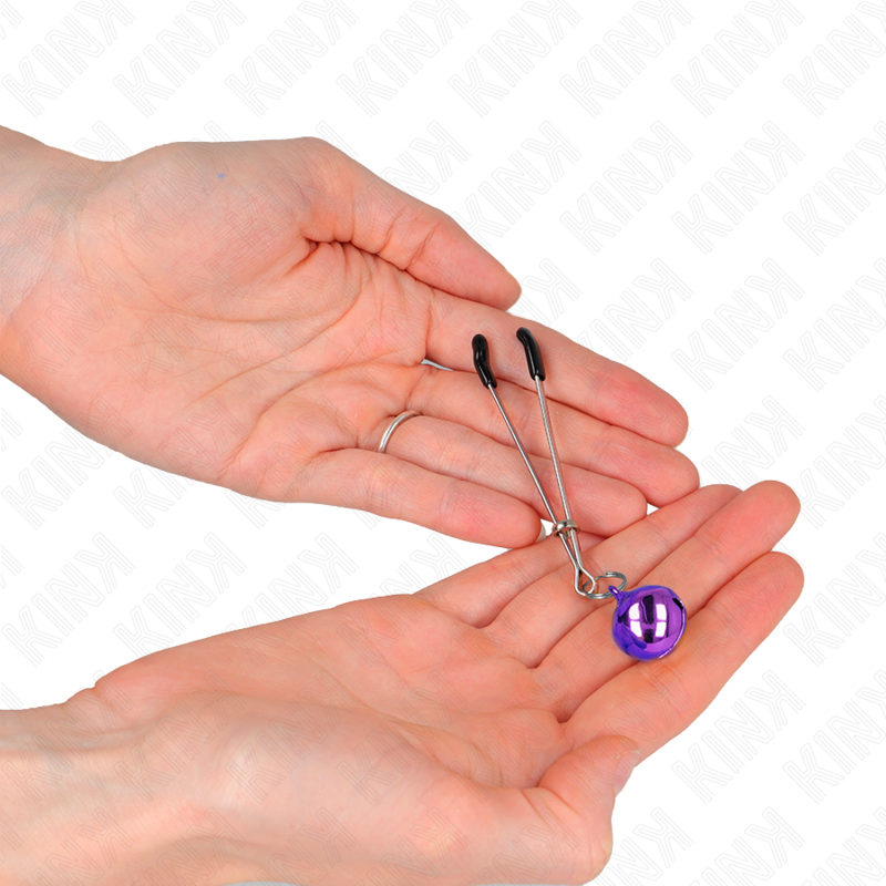 KINK - PINÇAS PARA MAMILOS FINAS COM CASCAVEL VIOLETA 7 CM