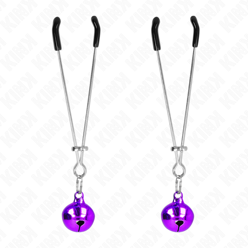 KINK - PINÇAS PARA MAMILOS FINAS COM CASCAVEL VIOLETA 7 CM