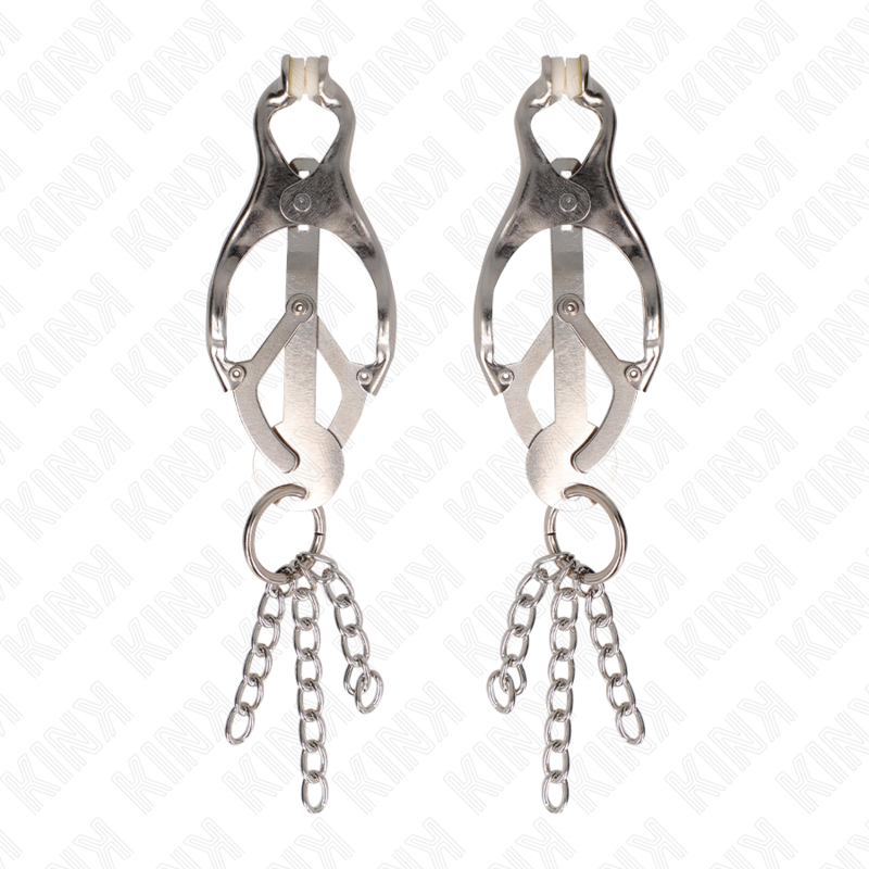 KINK - PINÇAS ESTILO JAPONÊS PARA MAMILOS COM CORRENTES PRATEADAS