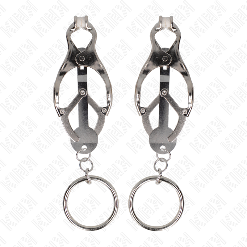 KINK - PINÇAS ESTILO JAPONÊS PARA MAMILOS COM ARGOLAS PRATEADAS