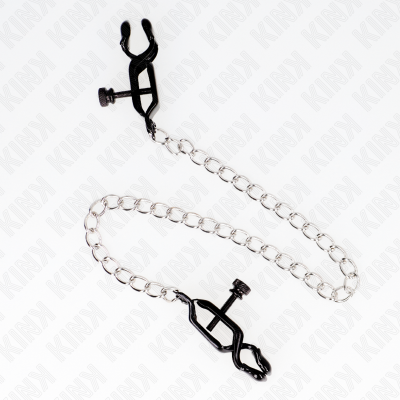 KINK - PINÇAS PLANAS PARA MAMILOS PRETAS COM CORRENTE PRATEADA 30 CM