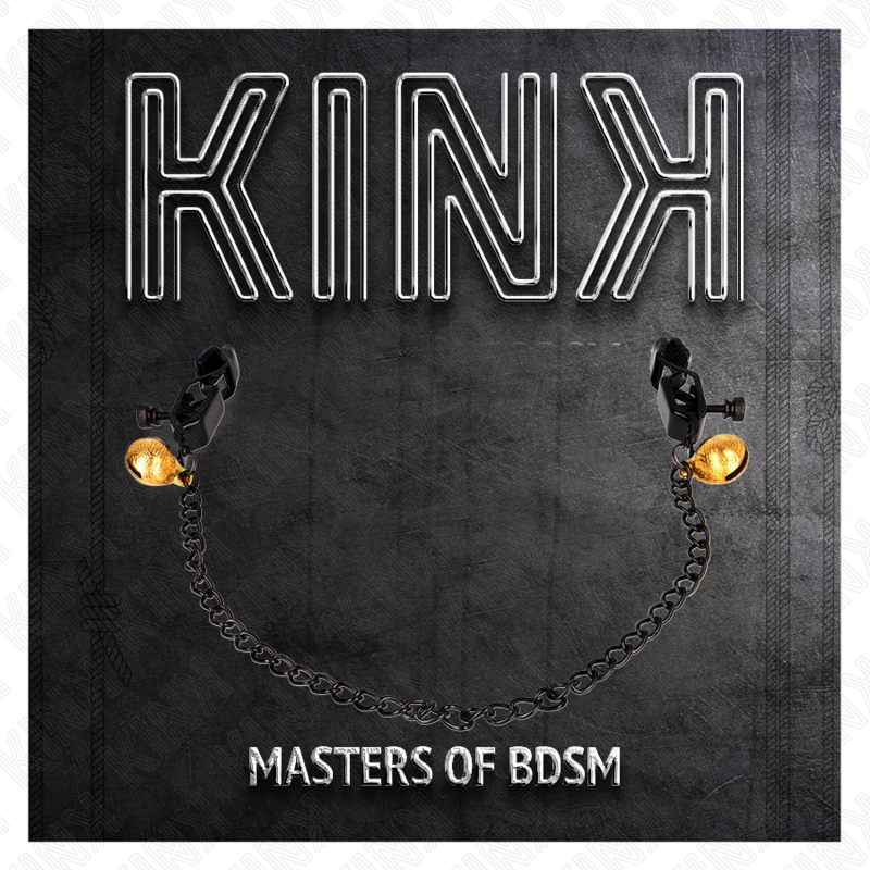 KINK - PINÇAS PLANAS PARA MAMILOS PRETAS COM CASCAVEL E CORRENTE PRATEADA 30 CM