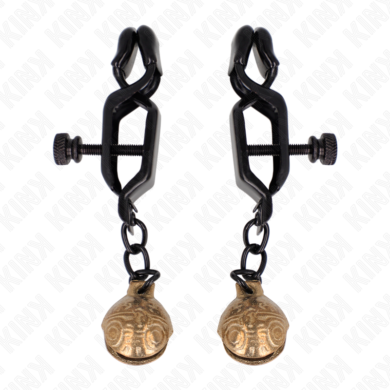 KINK - PINÇAS PLANAS PARA MAMILOS PRETAS COM CASCAVEL 7 CM