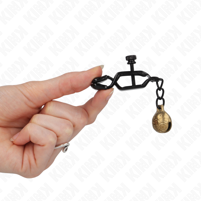 KINK - PINÇAS PLANAS PARA MAMILOS PRETAS COM CASCAVEL 7 CM