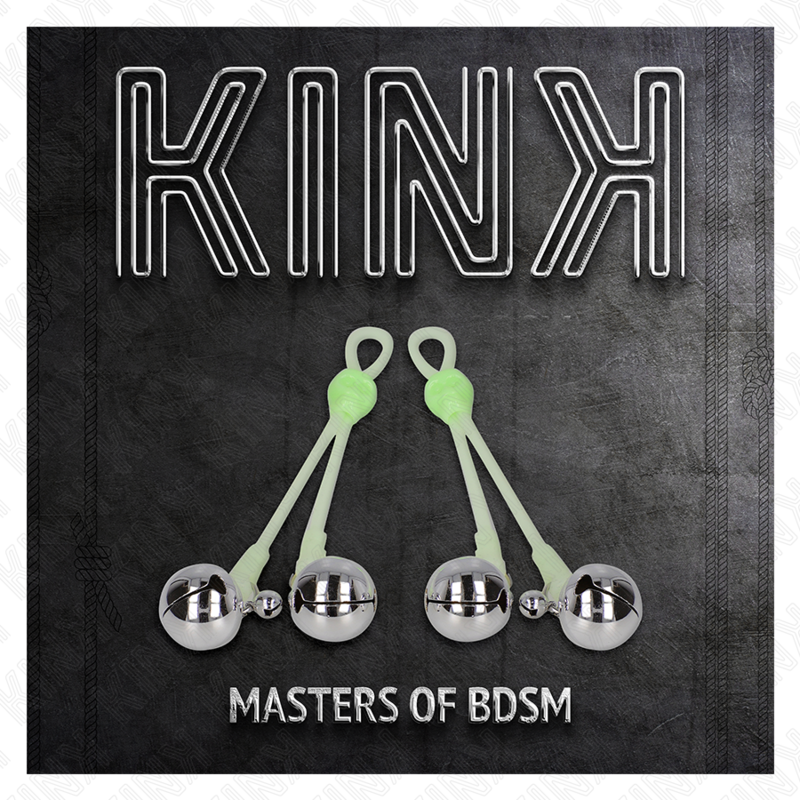 KINK - PINÇAS LUMINOSAS PARA MAMILOS FORMA DE CAVEIRA COM CASCAVEL SONORA AJUSTÁVEL VERDE/PRATEADA
