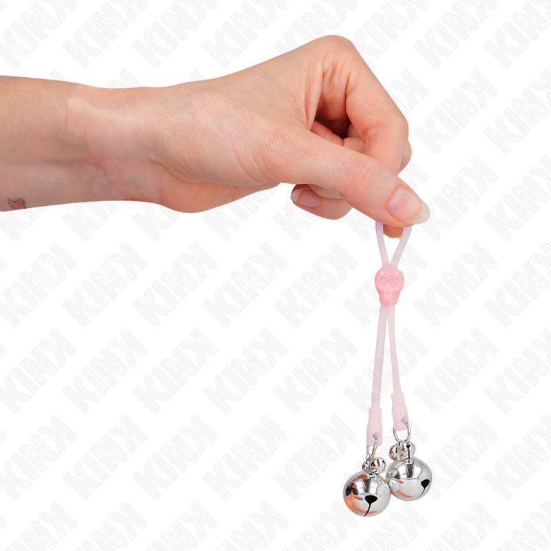 KINK - PINÇAS LUMINOSAS PARA MAMILOS FORMA DE CAVEIRA COM CASCAVEL SONORA AJUSTÁVEL ROSA/PRATEADA
