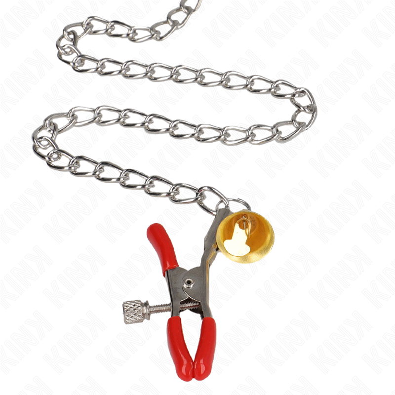 KINK - BELL TRIPLE PEZÓN Y CLIT CAMPS VERMELHO COM CORRENTE 30 CM