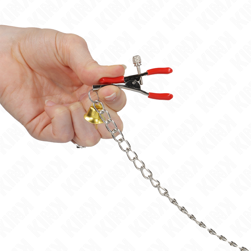 KINK - BELL TRIPLE PEZÓN Y CLIT CAMPS VERMELHO COM CORRENTE 30 CM