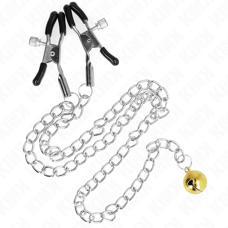 KINK - PINÇAS PARA MAMILOS COM SINO DOURADO E CORRENTE 30 CM