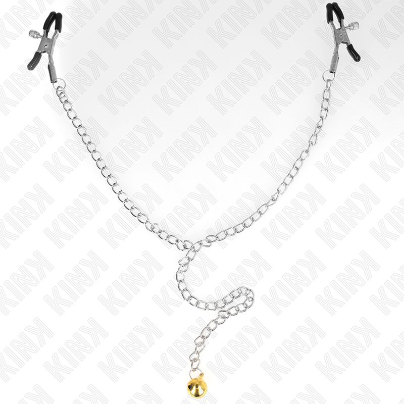 KINK - PINÇAS PARA MAMILOS COM SINO DOURADO E CORRENTE 30 CM