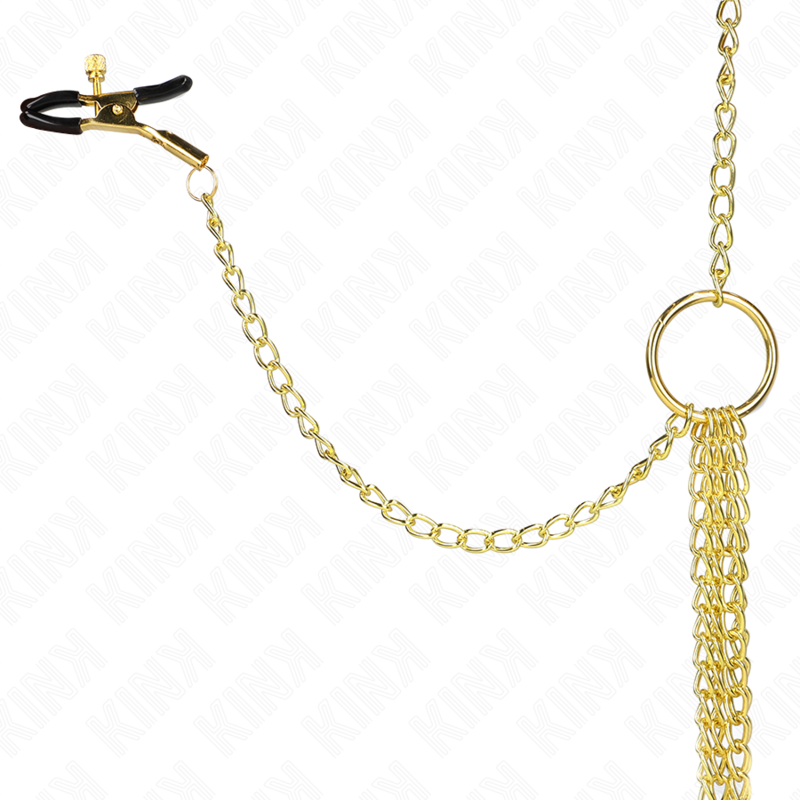 KINK - PINÇAS PARA MAMILOS E CLITÓRIS COM 4 ENGANCHES AJUSTÁVEIS DOURADAS