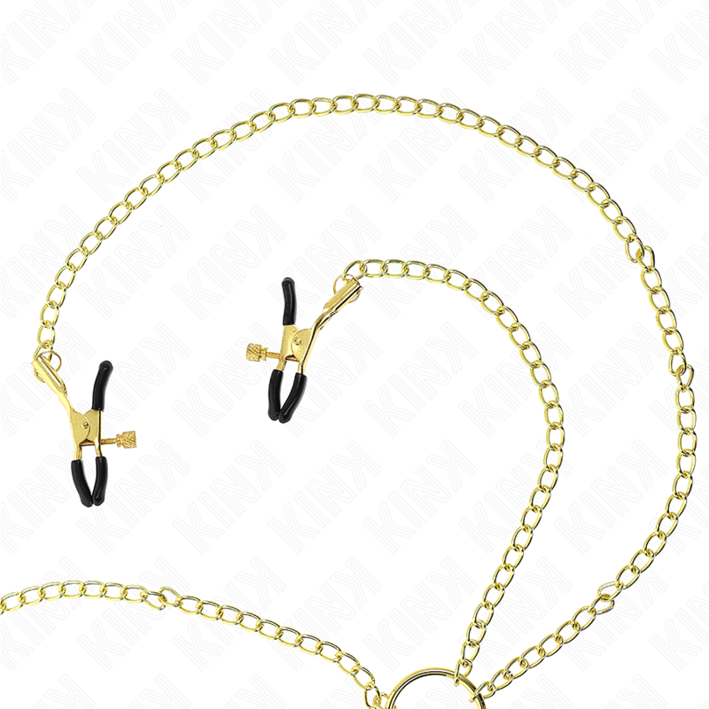 KINK - PINÇAS PARA MAMILOS E CLITÓRIS COM 4 ENGANCHES AJUSTÁVEIS DOURADAS