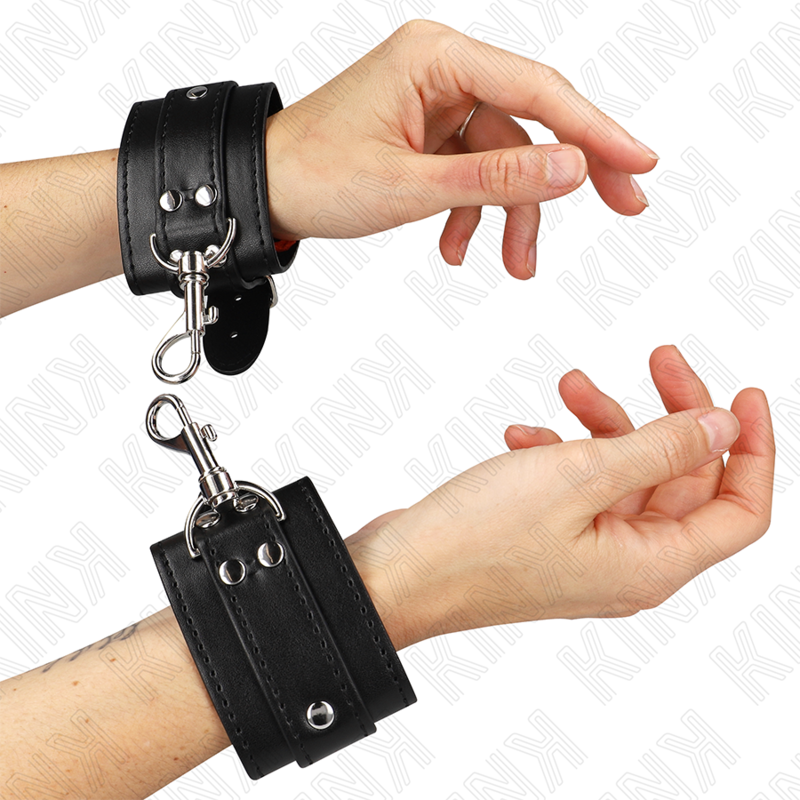 Kink - Proteções de Pulso de Masmorra com Bloqueio Preto Ajustáveis ​​21-28 cm x 5,5 cm