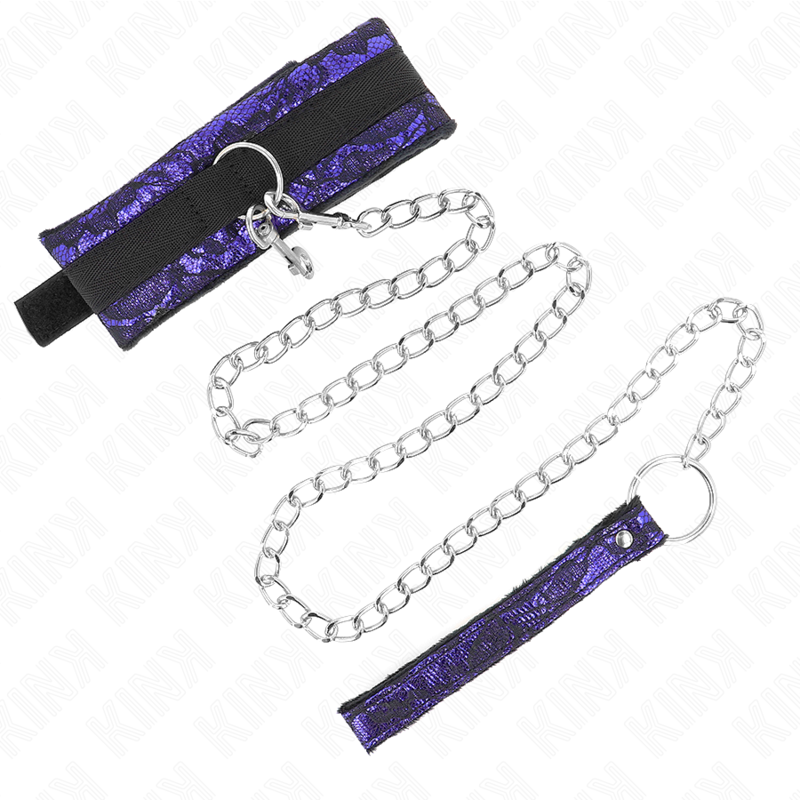 KINK - COLAR COM TRELA 105 CM CURTO EM RENDA DE VELUDO COM BORDA EM NYLON 44 X 5.5 CM