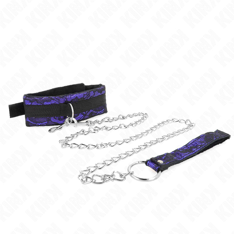 KINK - COLAR COM TRELA 105 CM CURTO EM RENDA DE VELUDO COM BORDA EM NYLON 44 X 5.5 CM