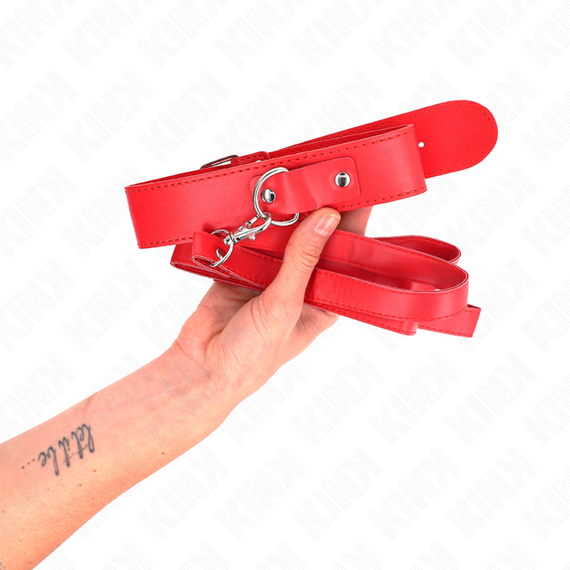 KINK - COLAR COM TRELA 116 CM FINO VERMELHO AJUSTÁVEL 32-50 CM X 8 CM