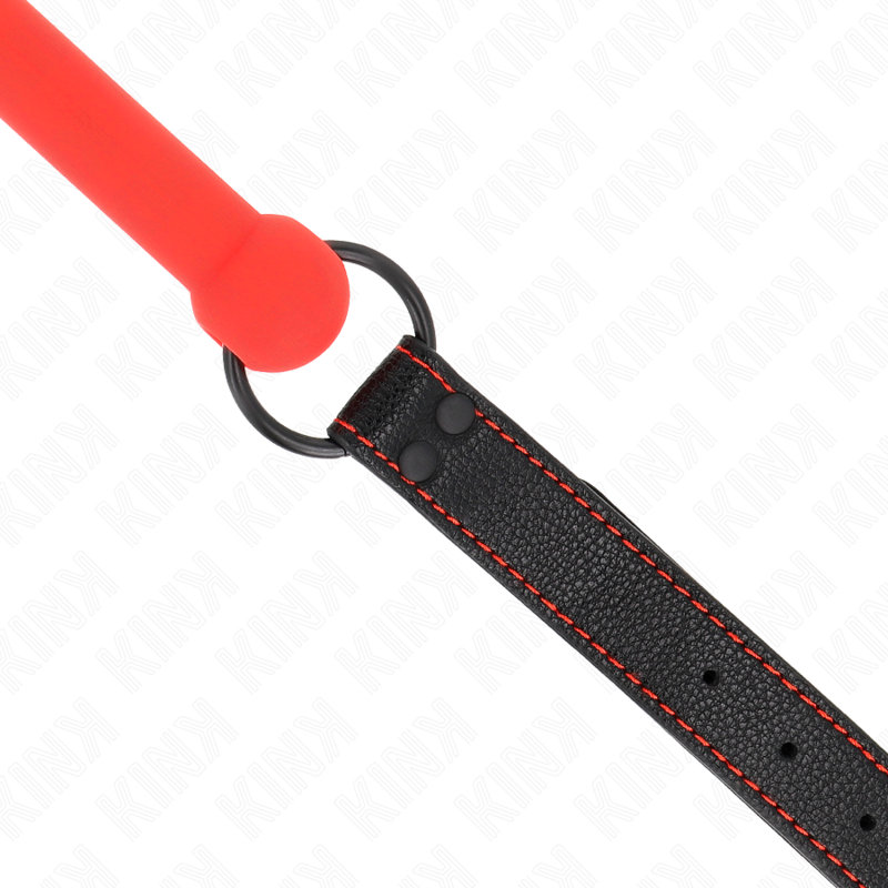KINK - MORDAÇA FORMA DE OSSO COM CORREIA EM POLIPELE VERMELHA AJUSTÁVEL 41-57 CM