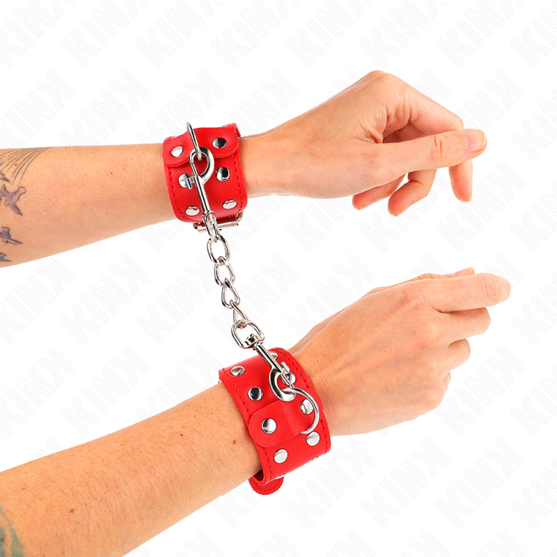 KINK - ALGEMAS DE PULSO COM DUPLA LINHA DE TACHAS AJUSTÁVEL VERMELHO