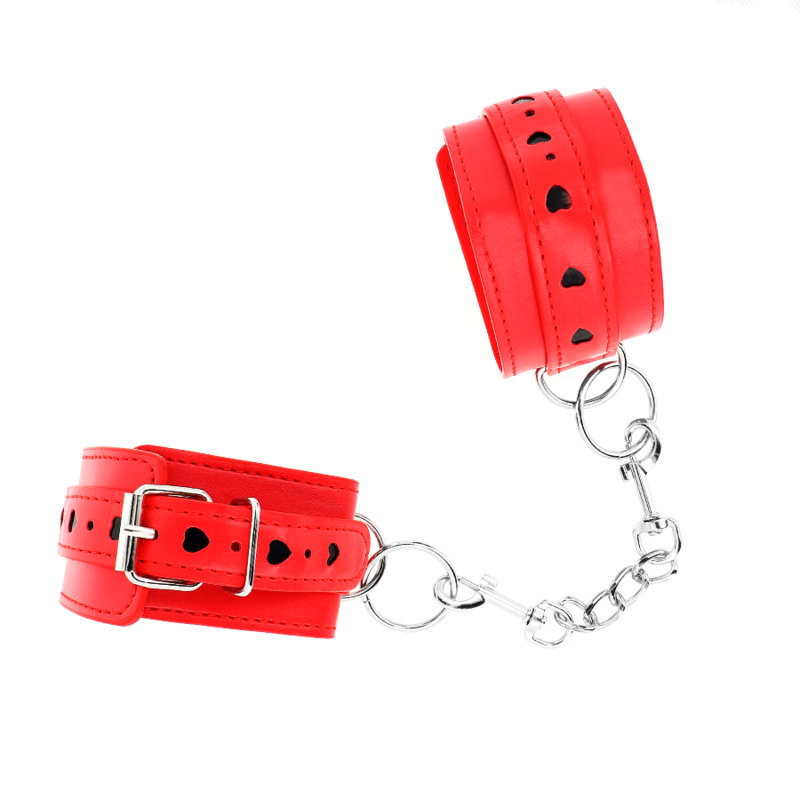 KINK - ALGEMAS VERMELHAS COM DETALHE DE CORAÇÃO PRETO AJUSTÁVEL 21-28 CM X 5.5 CM