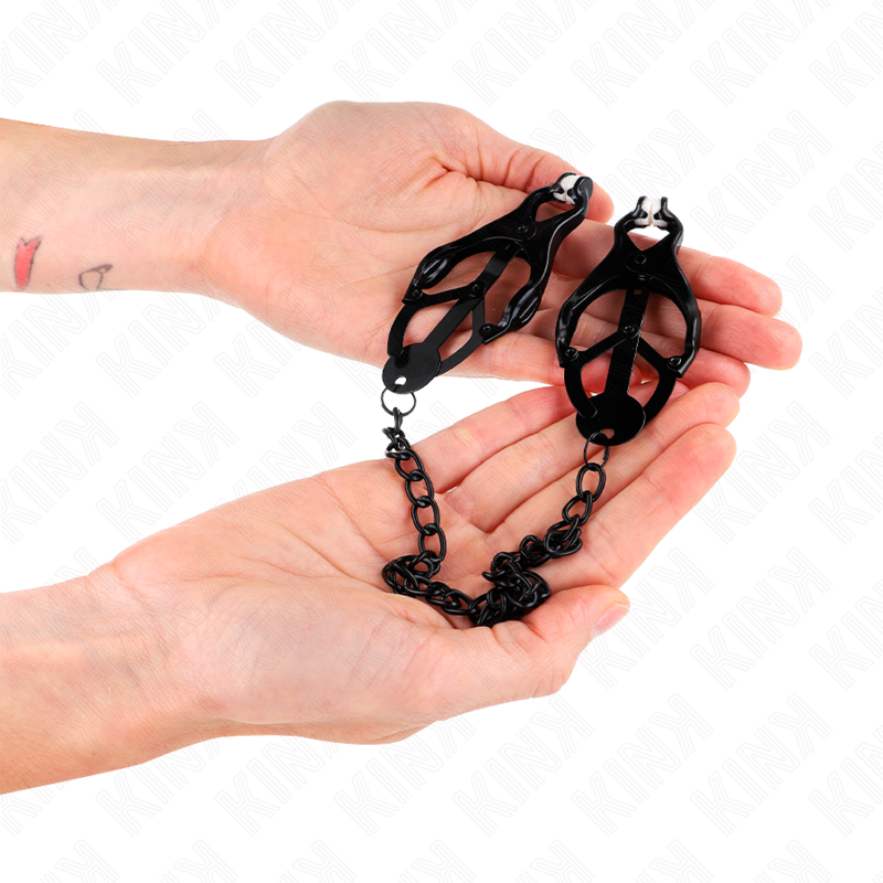 KINK - PINÇAS ESTILO JAPONÊS PARA MAMILOS COM CORRENTE PRETA 30 CM