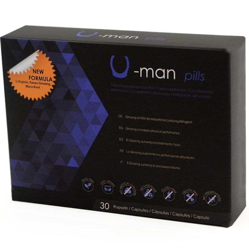500 COSMÉTICOS - U-MAN AUMENTA O TAMANHO DO PÊNIS EA POTÊNCIA SEXUAL - 30 CÁPSULAS