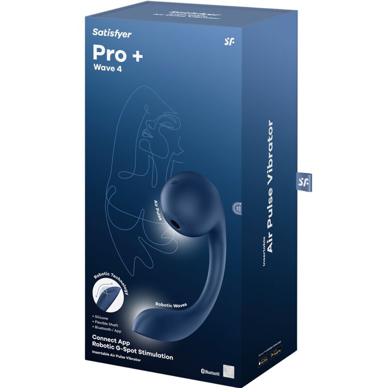 SATISFYER - PRO+ WAVE 4 ESTIMULADOR PONTO G & AIR PULSE COM APP GRATUITA AZUL ESCURO
