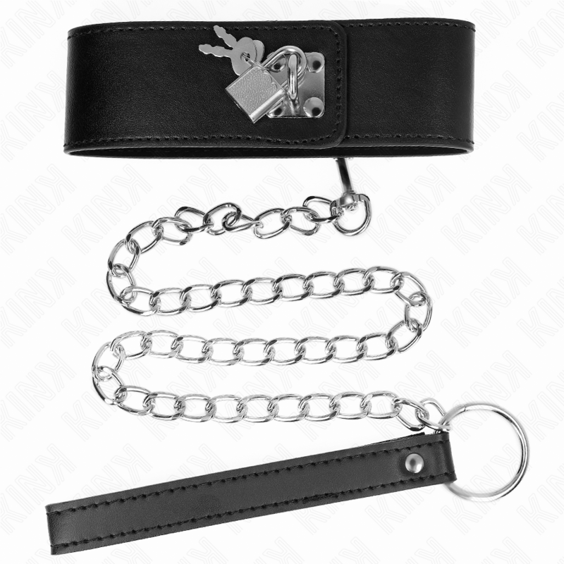KINK - COLAR COM TRELA 65 CM LARGO PRETO AJUSTÁVEL 33.5-41 CM X 5 CM