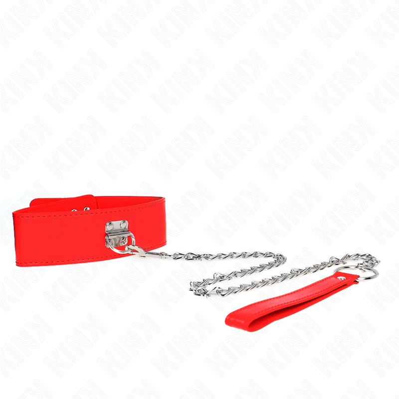 KINK - COLAR COM TRELA 65 CM LARGO VERMELHO AJUSTÁVEL 33.5-41 CM X 5 CM