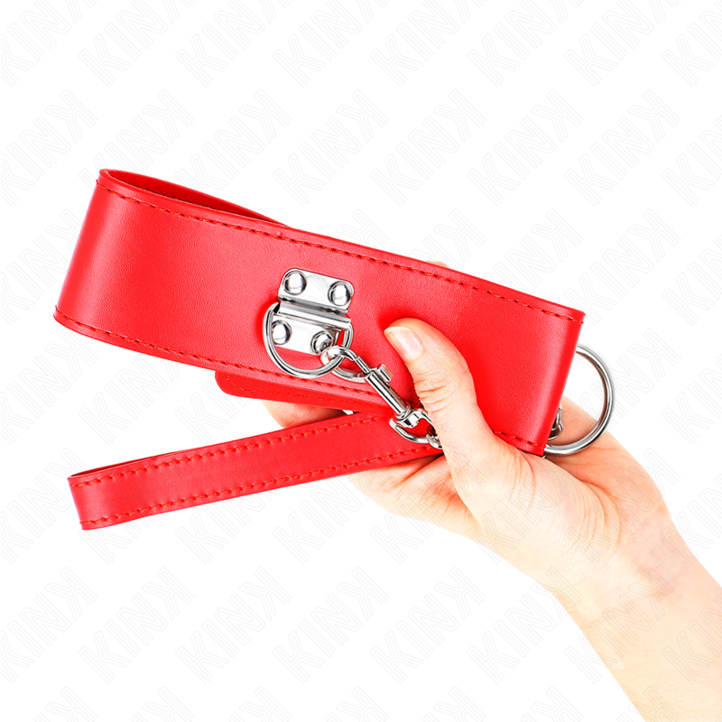KINK - COLAR COM TRELA 65 CM LARGO VERMELHO AJUSTÁVEL 33.5-41 CM X 5 CM
