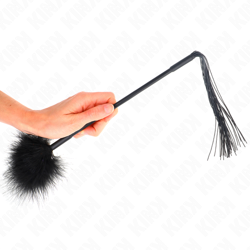 KINK - CHICOTE DE SILICONA COM PENAS PARA CÓCEGAS 47 CM