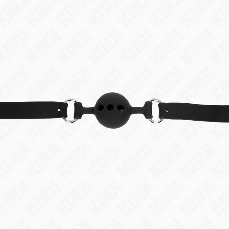 KINK - MORDAÇA COMPLETA DE SILICONA 55 x 2 CM COM BOLA DE 4 CM TAMANHO S PRETO AJUSTÁVEL 35-51 CM