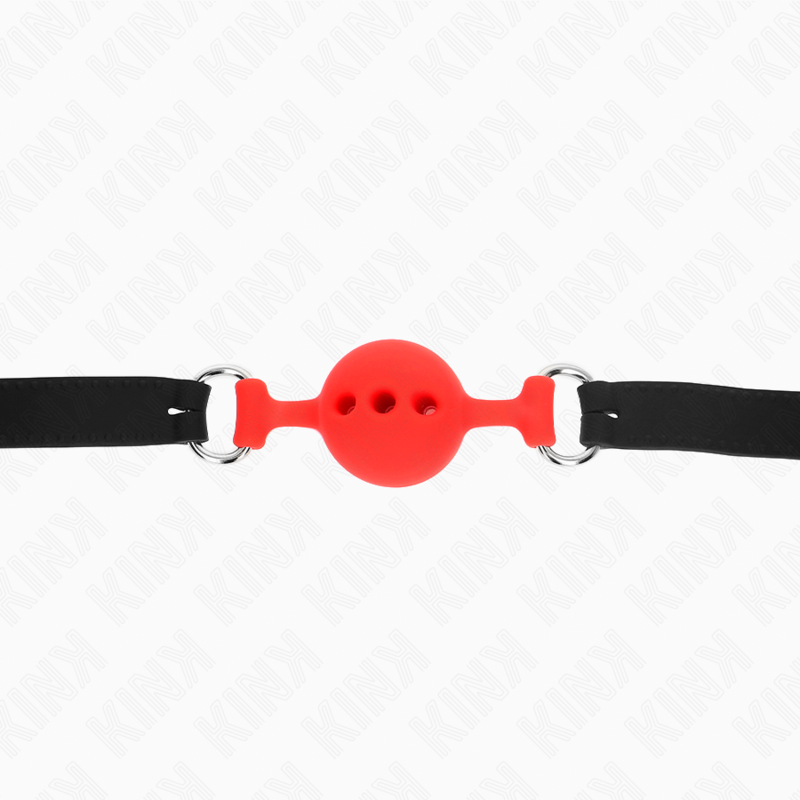 KINK - MORDAÇA COMPLETA DE SILICONA 55 x 2 CM COM BOLA DE 4 CM TAMANHO S VERMELHO AJUSTÁVEL 35-51 CM