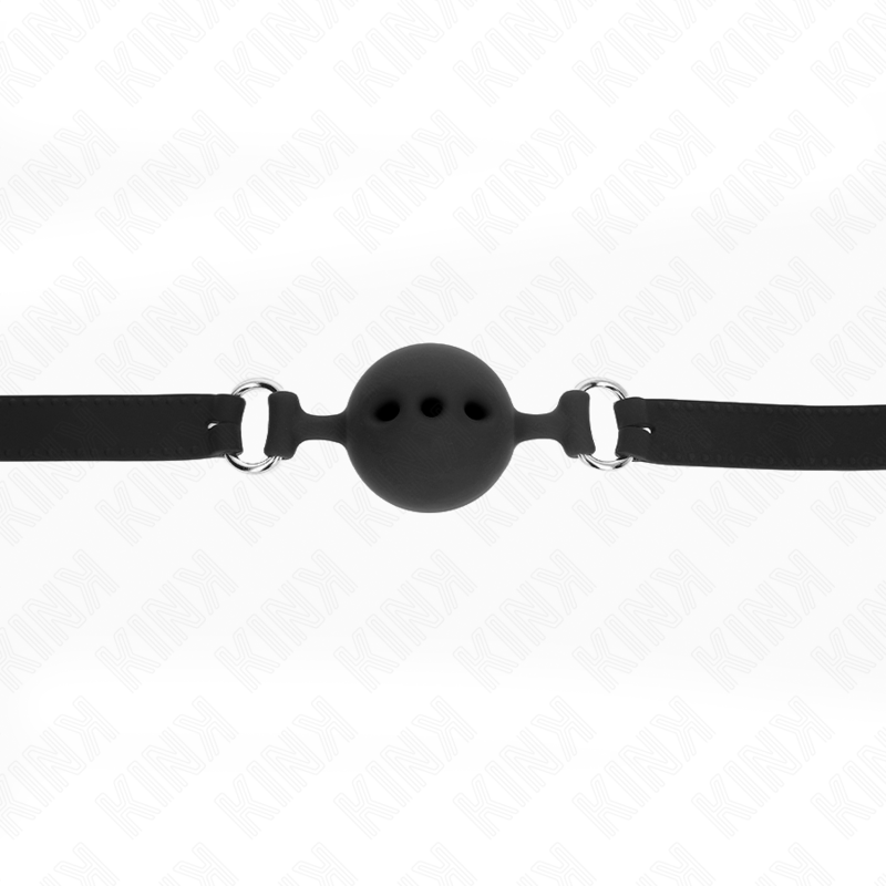 KINK - MORDAÇA COMPLETA DE SILICONA 55 x 2 CM COM BOLA DE 5 CM TAMANHO L PRETO AJUSTÁVEL 35-51 CM