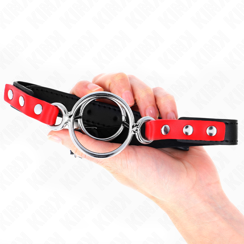 KINK - MORDAZA CON MÚLTIPLOS O-RINGS 4 / 4,8 CM VERMELHO 38 X 56 CM