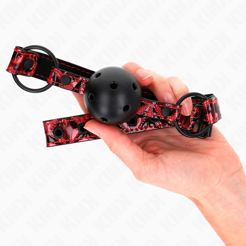 KINK - MORDAÇA DE BOLA 4.5 CM COM PADRÃO DE DIAMANTE MODELO 2 64.5 CM AJUSTÁVEL 42-60 CM