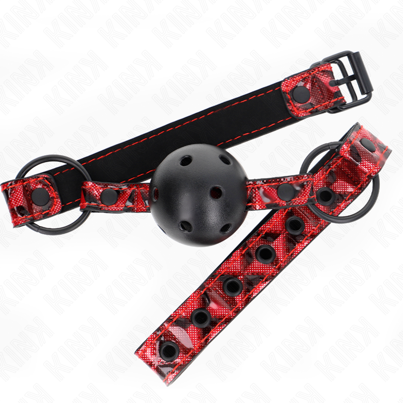 KINK - MORDAÇA DE BOLA 4.5 CM COM PADRÃO DE DIAMANTE MODELO 2 64.5 CM AJUSTÁVEL 42-60 CM