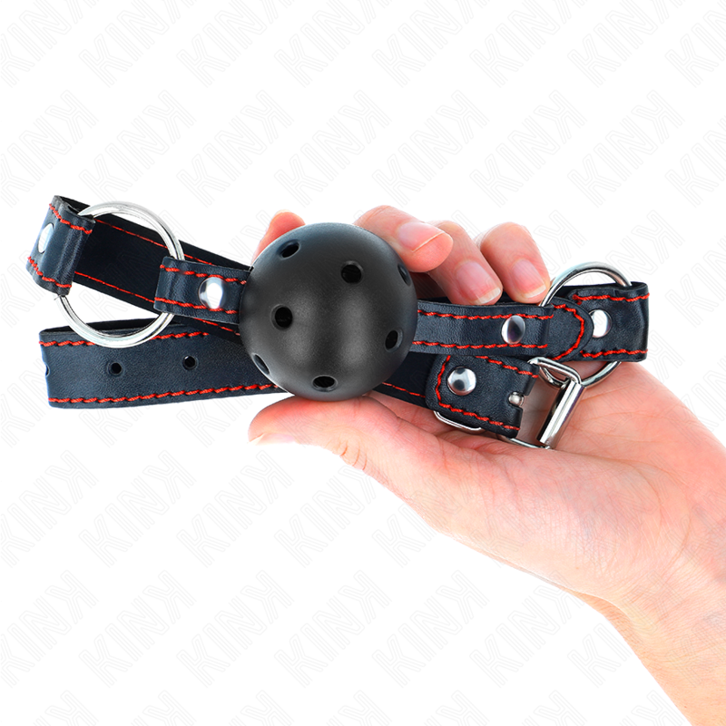 KINK - MORDAÇA DE BOLA 4.5 CM PRETA DURA E VAZADA MODELO 2 65 X 2.5 CM