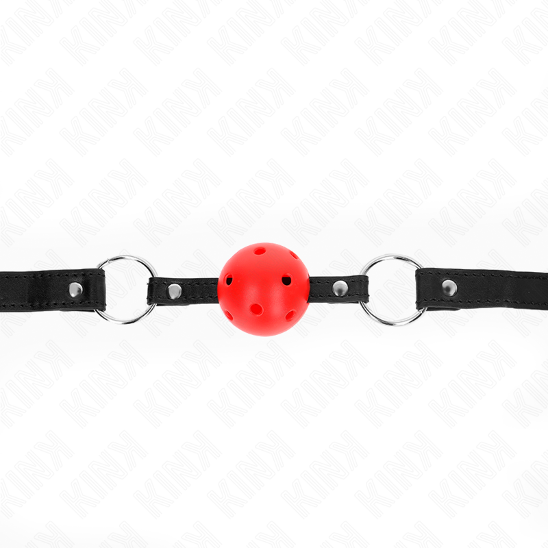 KINK - MORDAÇA DE BOLA 4.5 CM VERMELHA DURA E VAZADA MODELO 1 63.5 X 2 CM