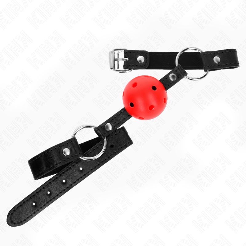 KINK - MORDAÇA DE BOLA 4.5 CM VERMELHA DURA E VAZADA MODELO 1 63.5 X 2 CM