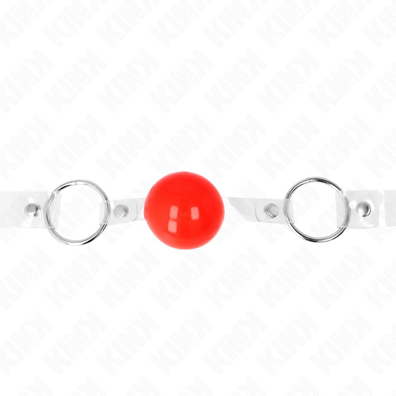 KINK - MORDAÇA COM BOLA VERMELHA EM PVC TRANSPARENTE AJUSTÁVEL