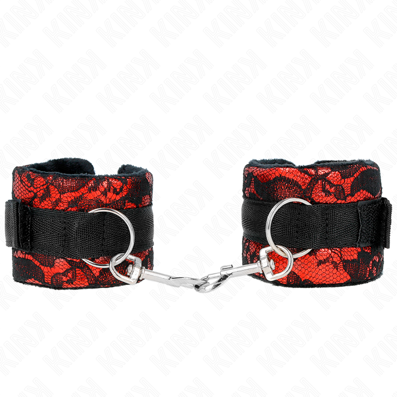 KINK - PUNKOS DE RENDA DE VELUDO CURTO E BIND DE NYLON VERMELHO / PRETO 23 X 6,5 CM