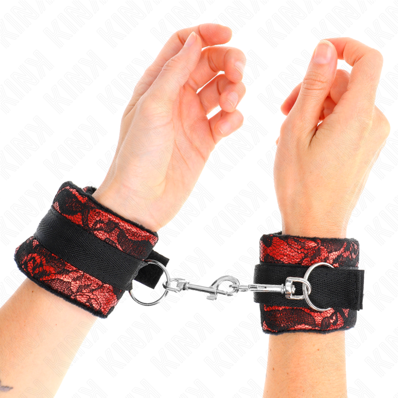 KINK - PUNKOS DE RENDA DE VELUDO CURTO E BIND DE NYLON VERMELHO / PRETO 23 X 6,5 CM