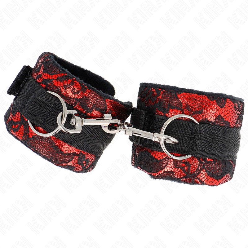 KINK - PUNKOS DE RENDA DE VELUDO CURTO E BIND DE NYLON VERMELHO / PRETO 23 X 6,5 CM