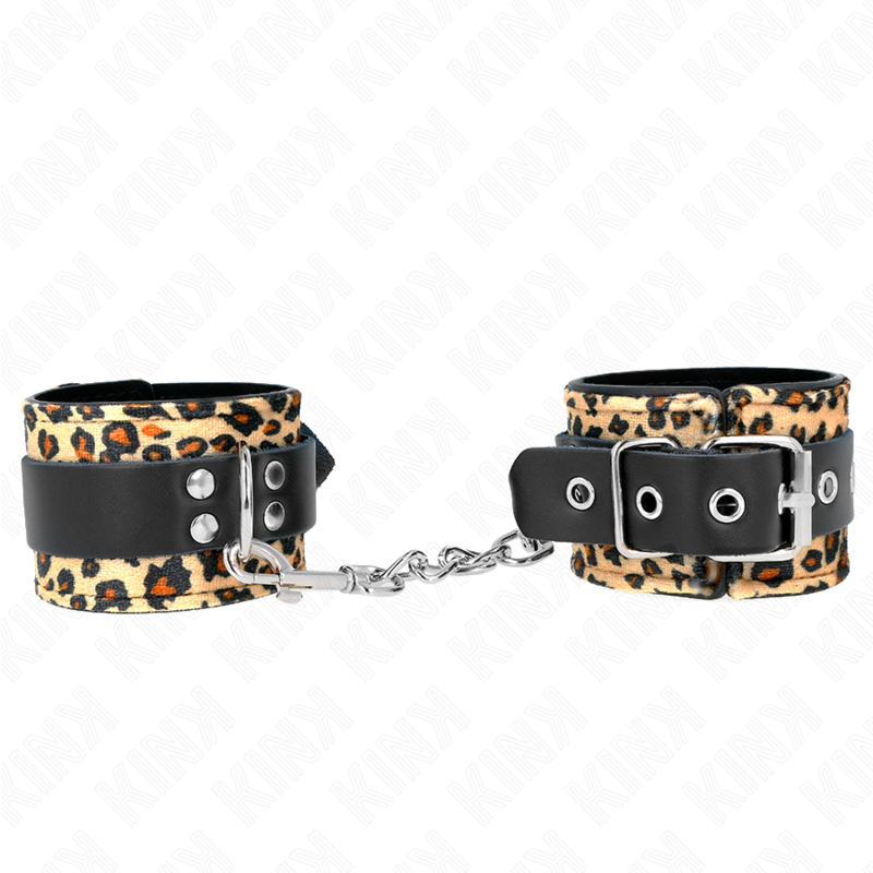 KINK - ALGEMAS EM COURO ESTILO LEOPARDO AJUSTÁVEL 18-29 CM X 5.5 CM