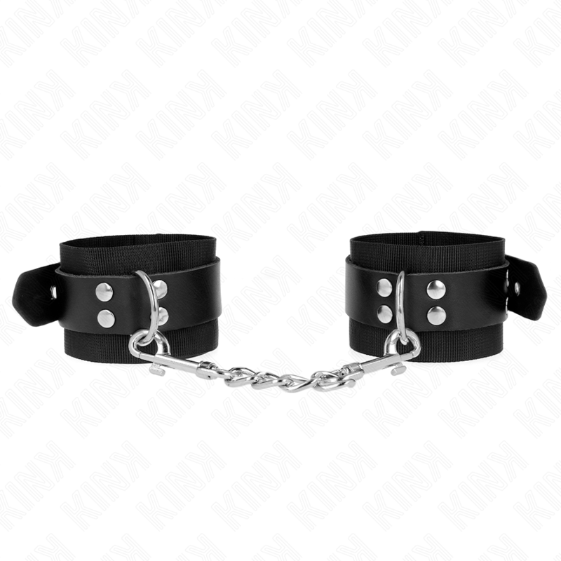 KINK - PUNKOS DE NYLON PRETO COM CINTO DE COURO PRETO AJUSTÁVEL 19-29 CM X 5,1 CM