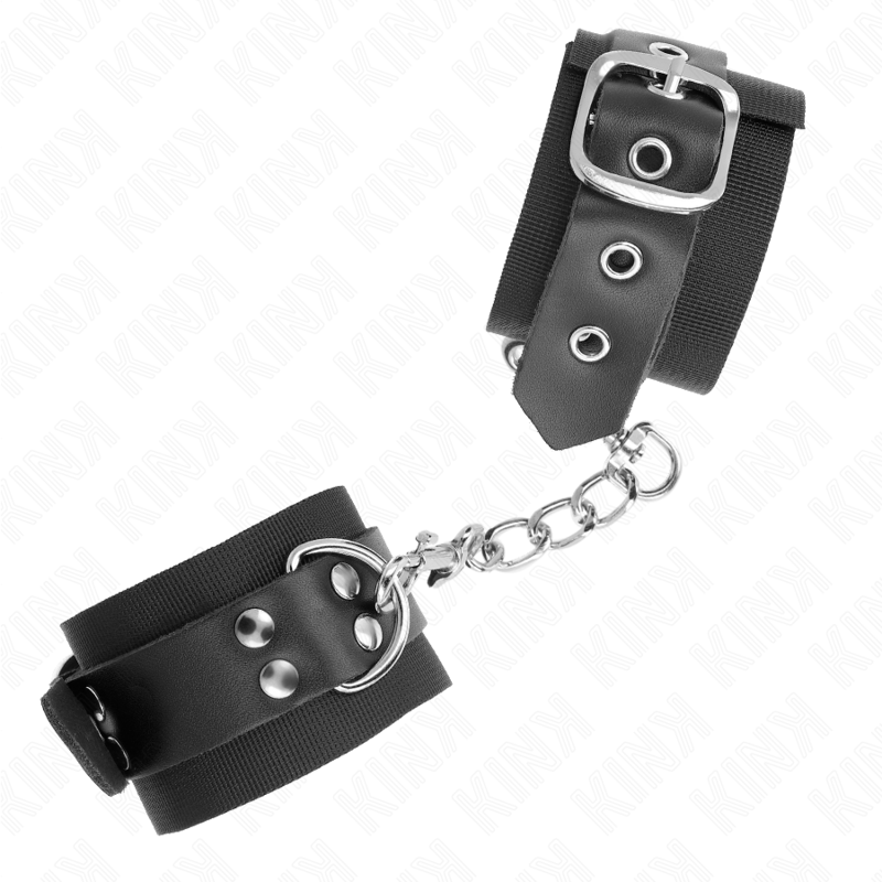 KINK - PUNKOS DE NYLON PRETO COM CINTO DE COURO PRETO AJUSTÁVEL 19-29 CM X 5,1 CM
